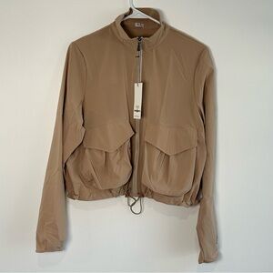 925fit deep pockets jacket camel brown womens size medium athletic nwt